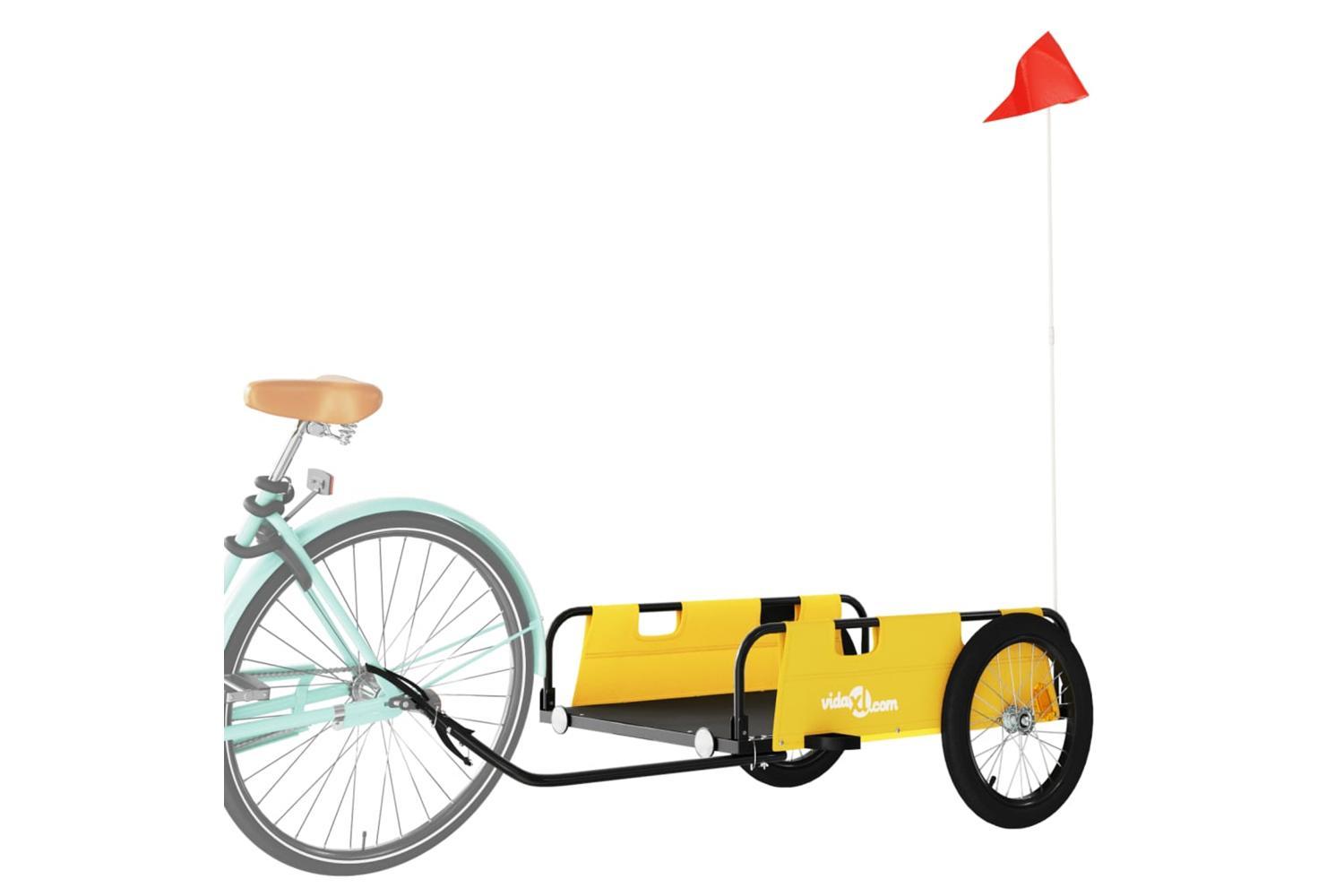 Vidaxl Bike Trailer Yellow Oxford Fabric And Iron-3