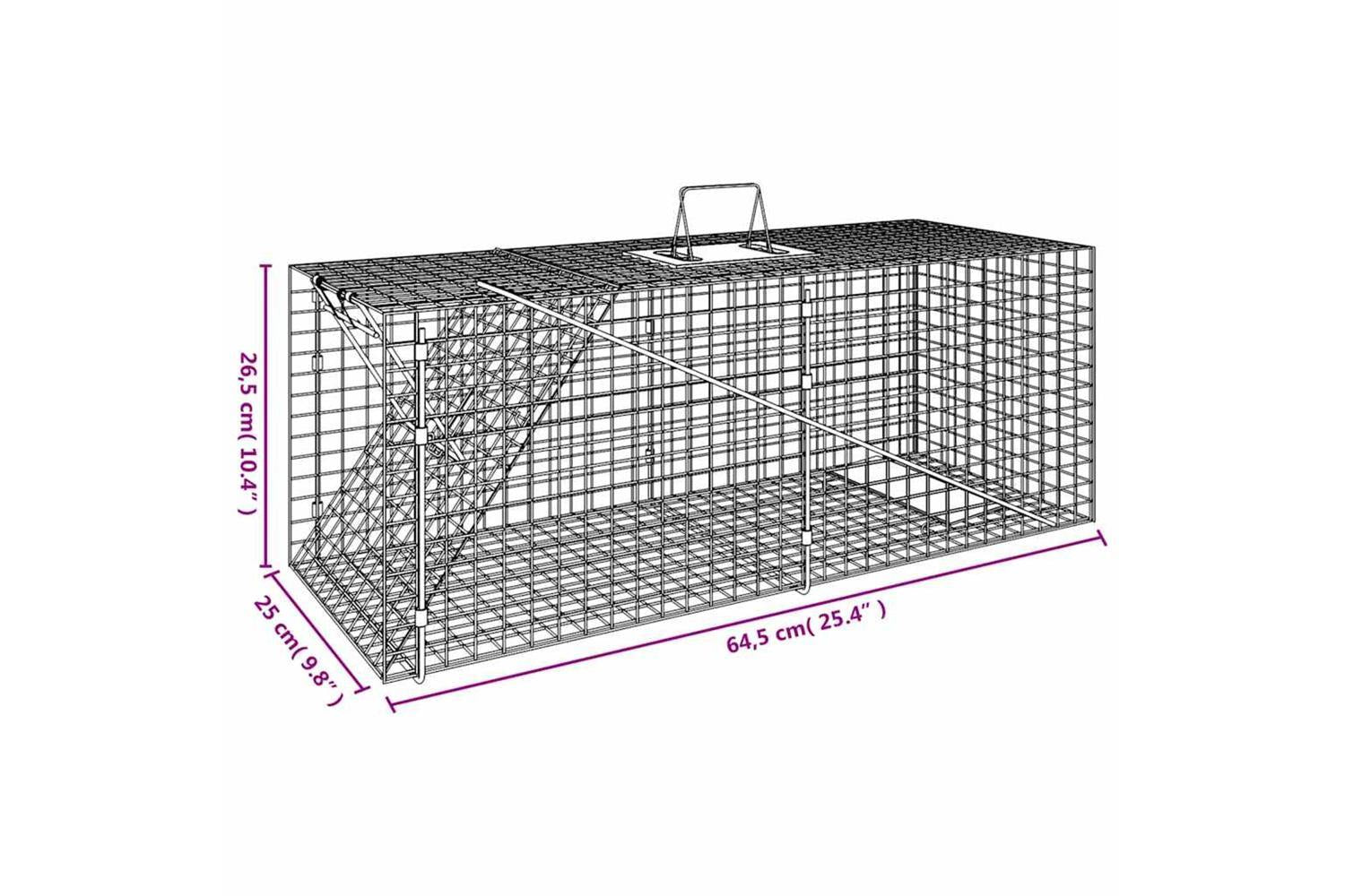 Vidaxl Animal Trap 64.5x25x26.5 Cm Galvanised Iron-6