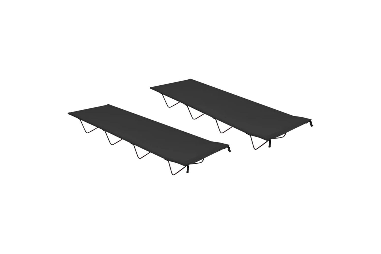 Vidaxl Camping Beds 2 Pcs 180x60x19 Cm Oxford Fabric And Steel Black