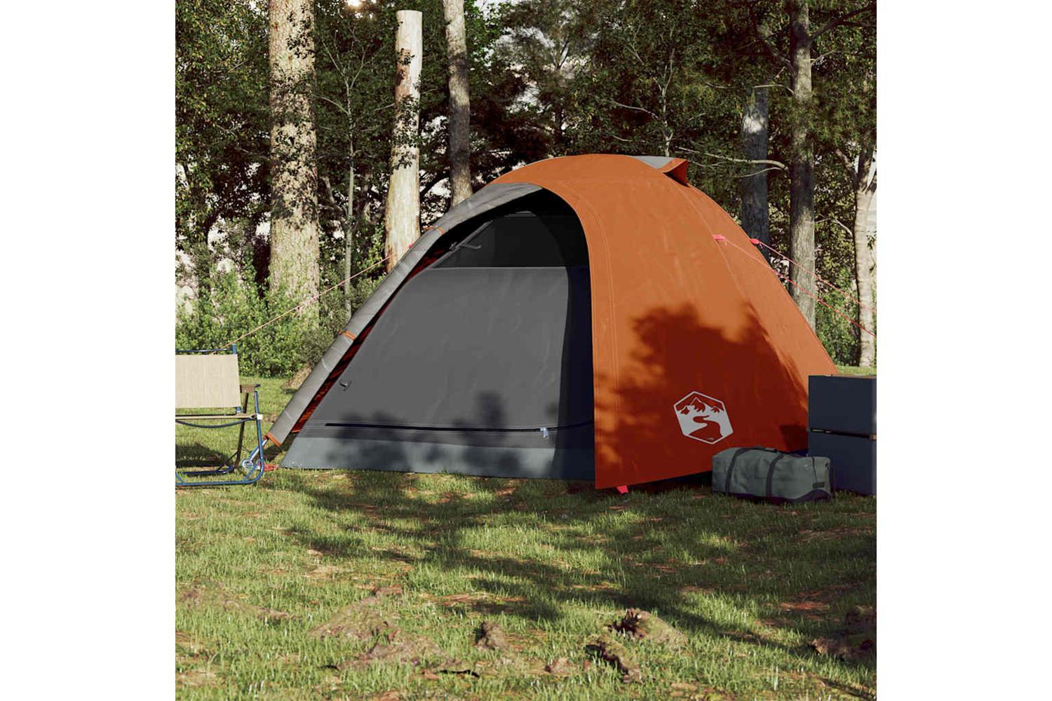 Vidaxl Camping Tent Dome 4-person Grey And Orange Waterproof-3