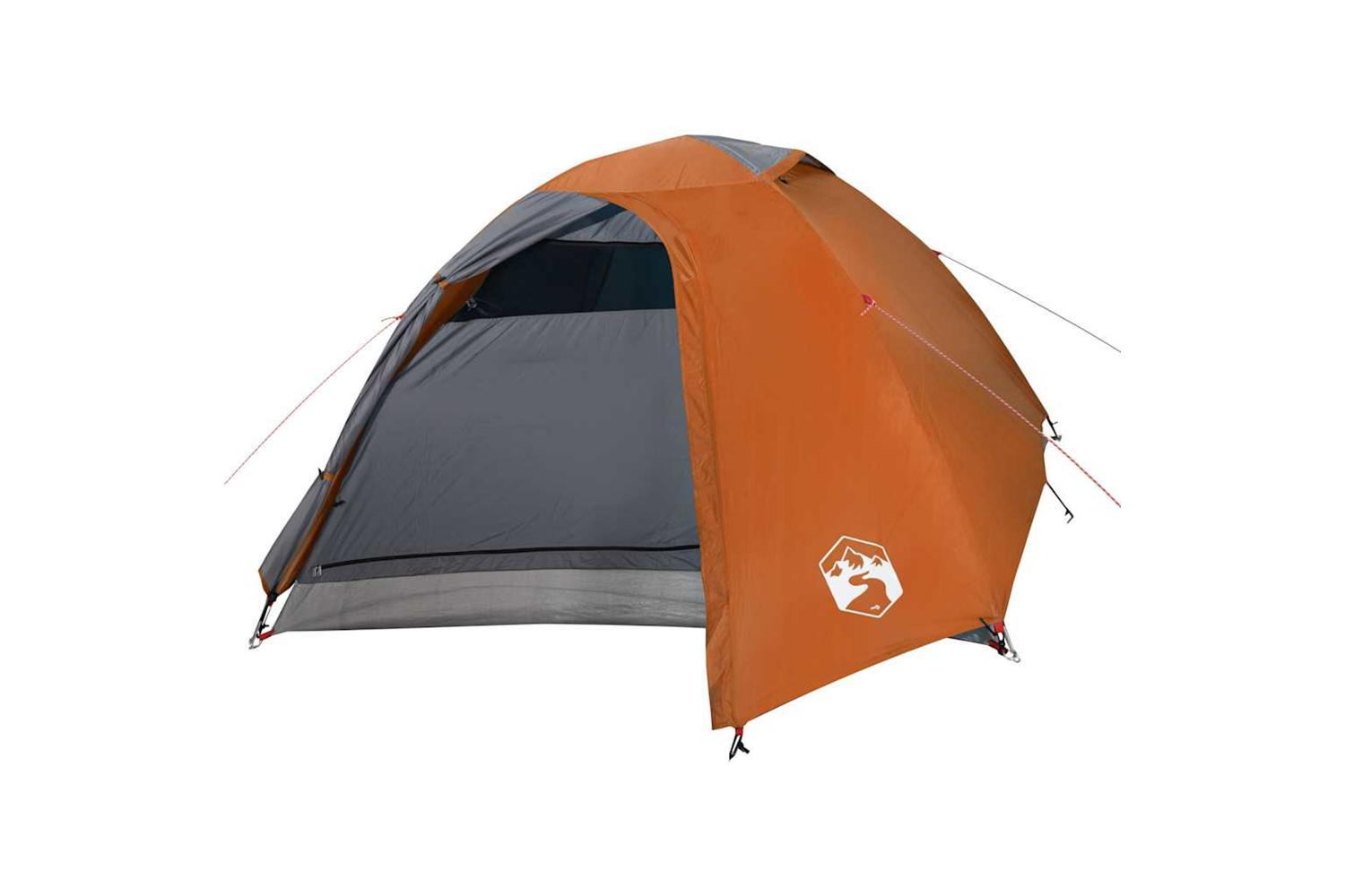 Vidaxl Camping Tent Dome 4-person Grey And Orange Waterproof-4