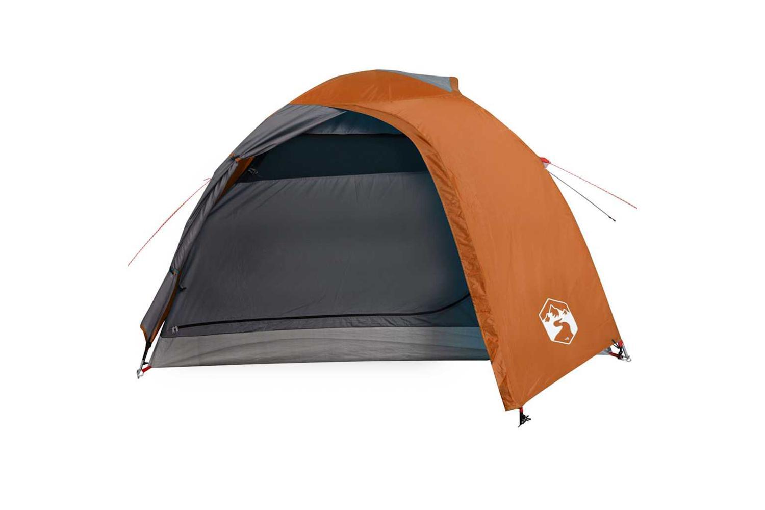 Vidaxl Camping Tent Dome 4-person Grey And Orange Waterproof-5