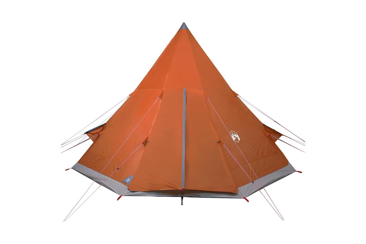 Vidaxl Camping Tent Tipi 4-person Orange Waterproof-6
