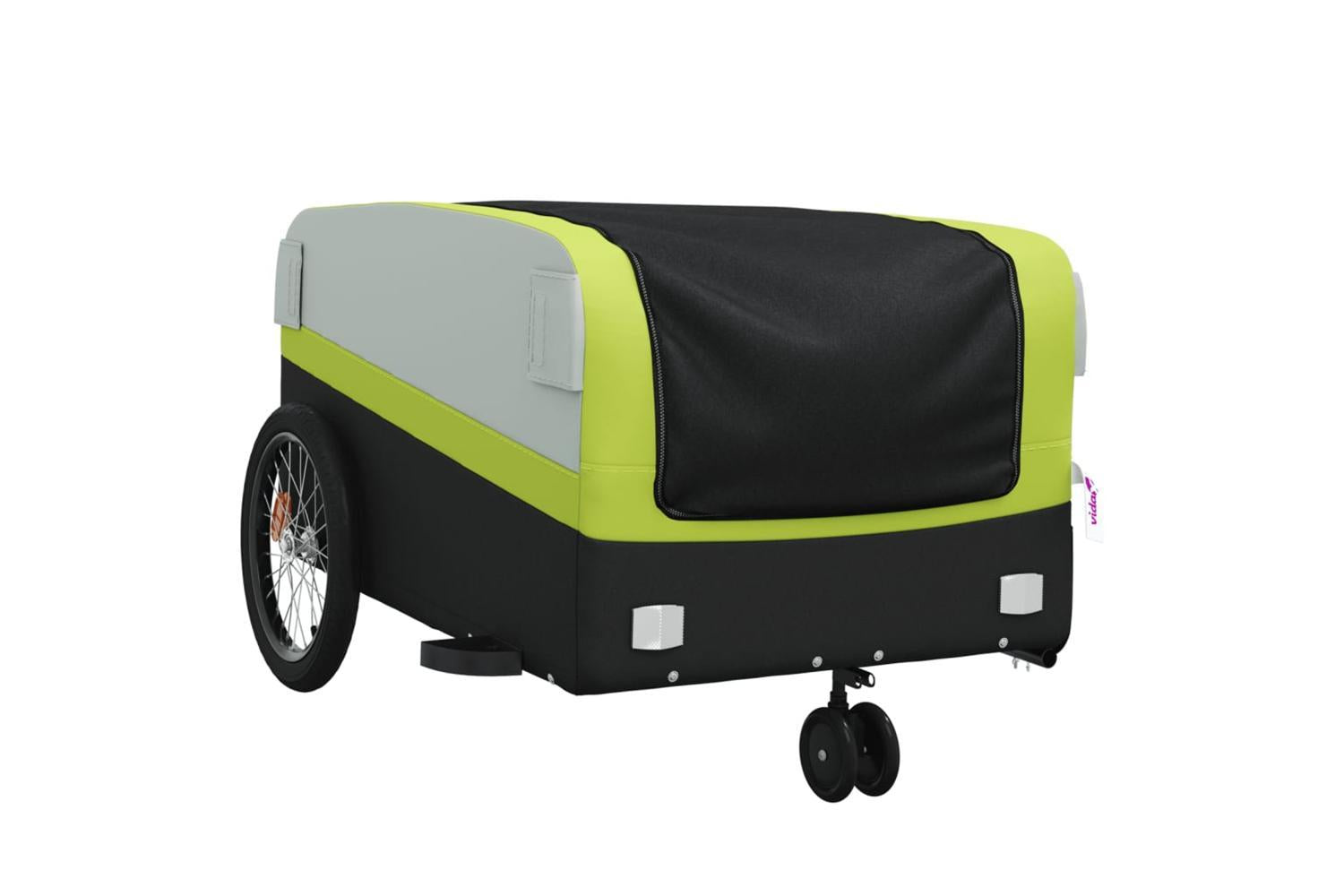 Vidaxl Bike Trailer Black And Green 45 Kg Iron-4