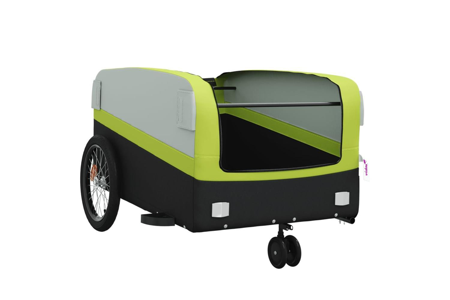 Vidaxl Bike Trailer Black And Green 45 Kg Iron-5