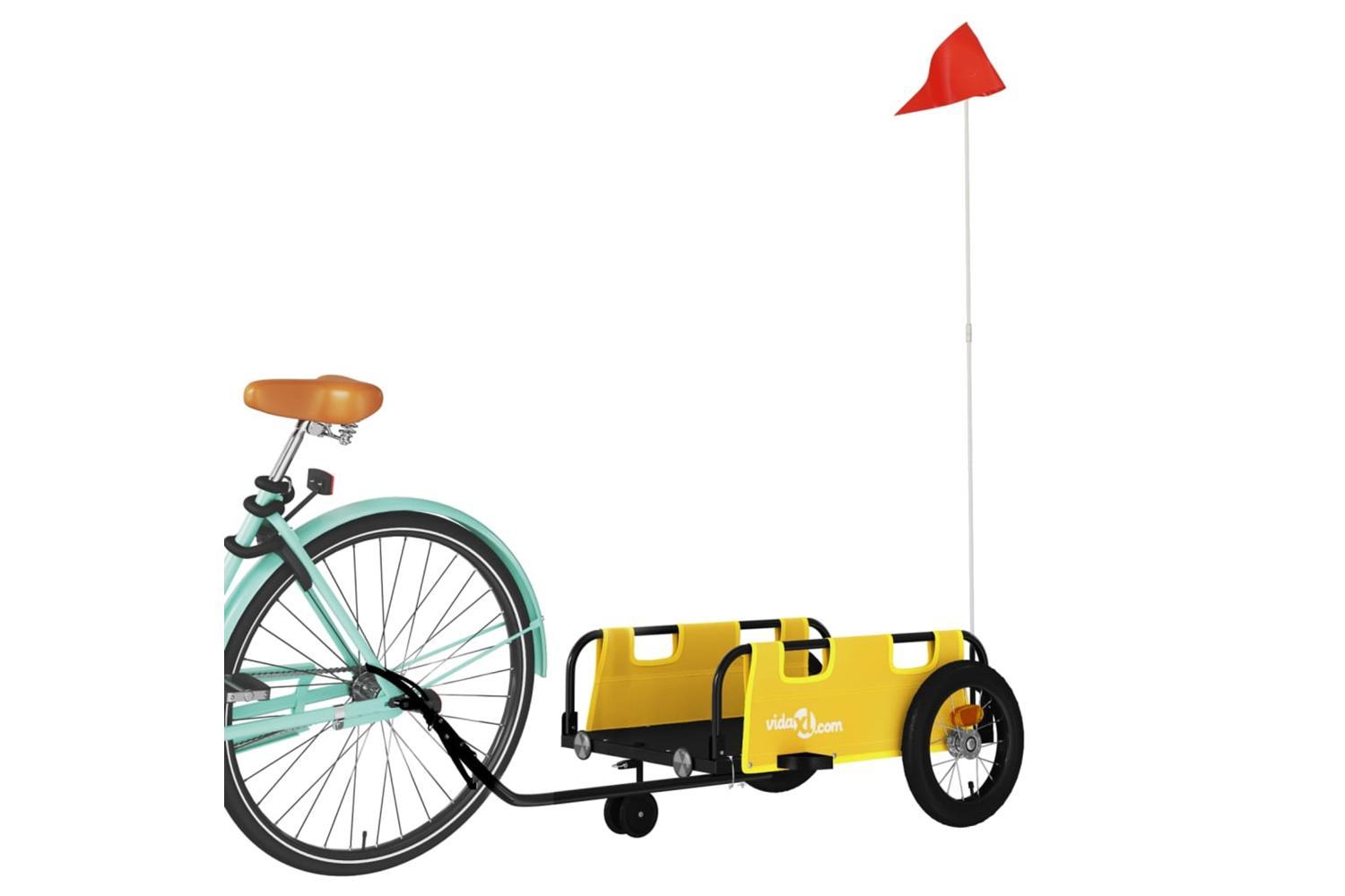 Vidaxl Bike Trailer Yellow Oxford Fabric And Iron-3