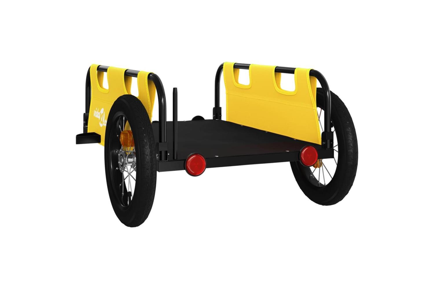 Vidaxl Bike Trailer Yellow Oxford Fabric And Iron-7