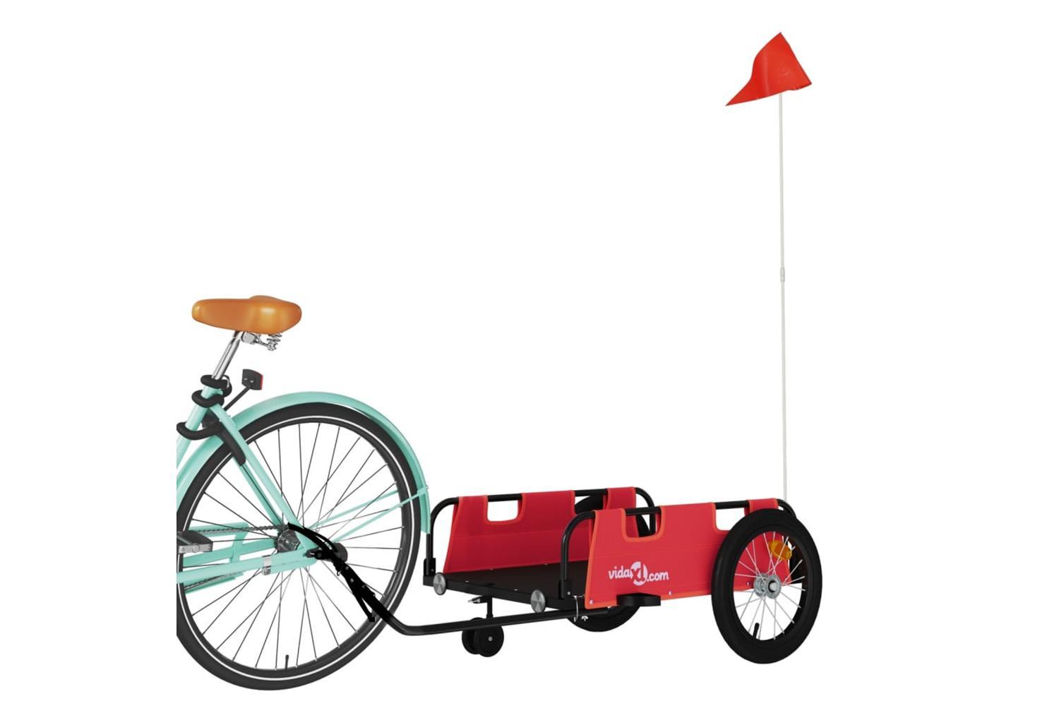 Vidaxl Bike Trailer Red Oxford Fabric And Iron-3