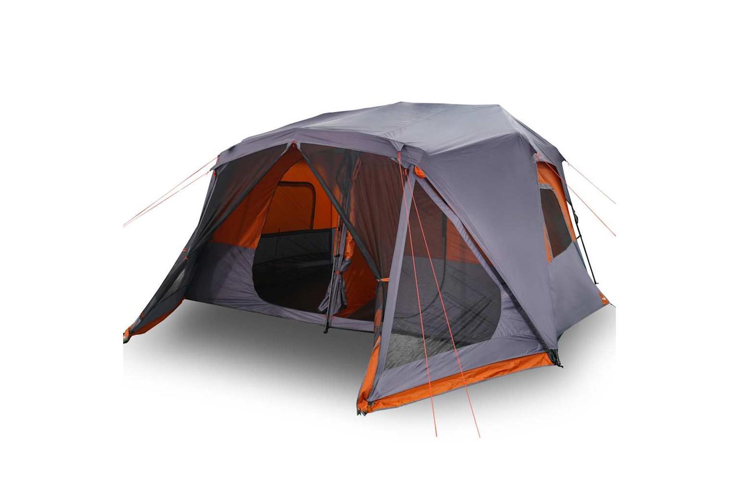 Vidaxl Family Tent 10-person Grey And Orange Quick Release Waterproof