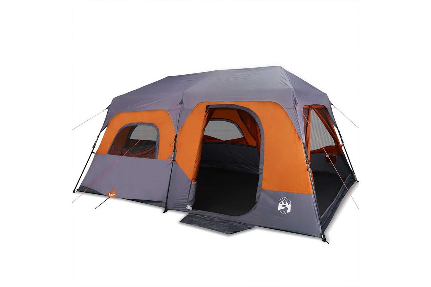 Vidaxl Family Tent 9-person Grey And Orange Quick Release Waterproof