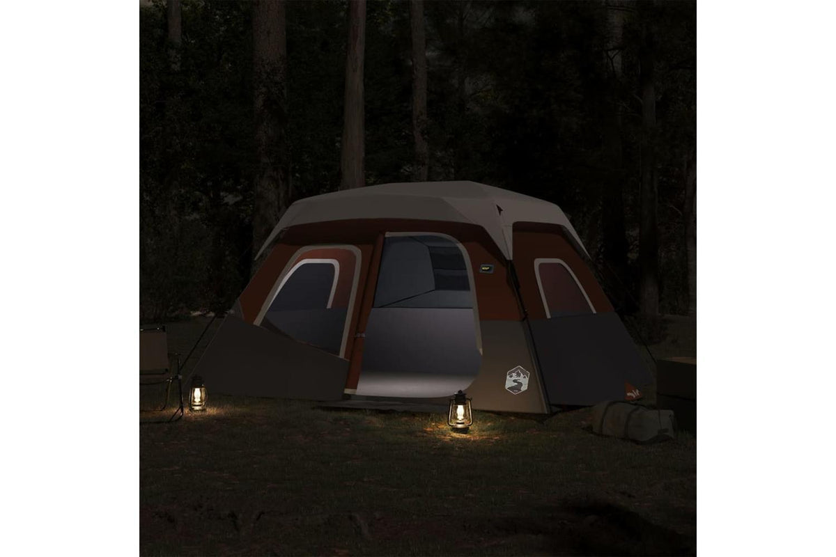 Vidaxl Family Tent With Led 6-person Light Grey And Orange Quick Release-3