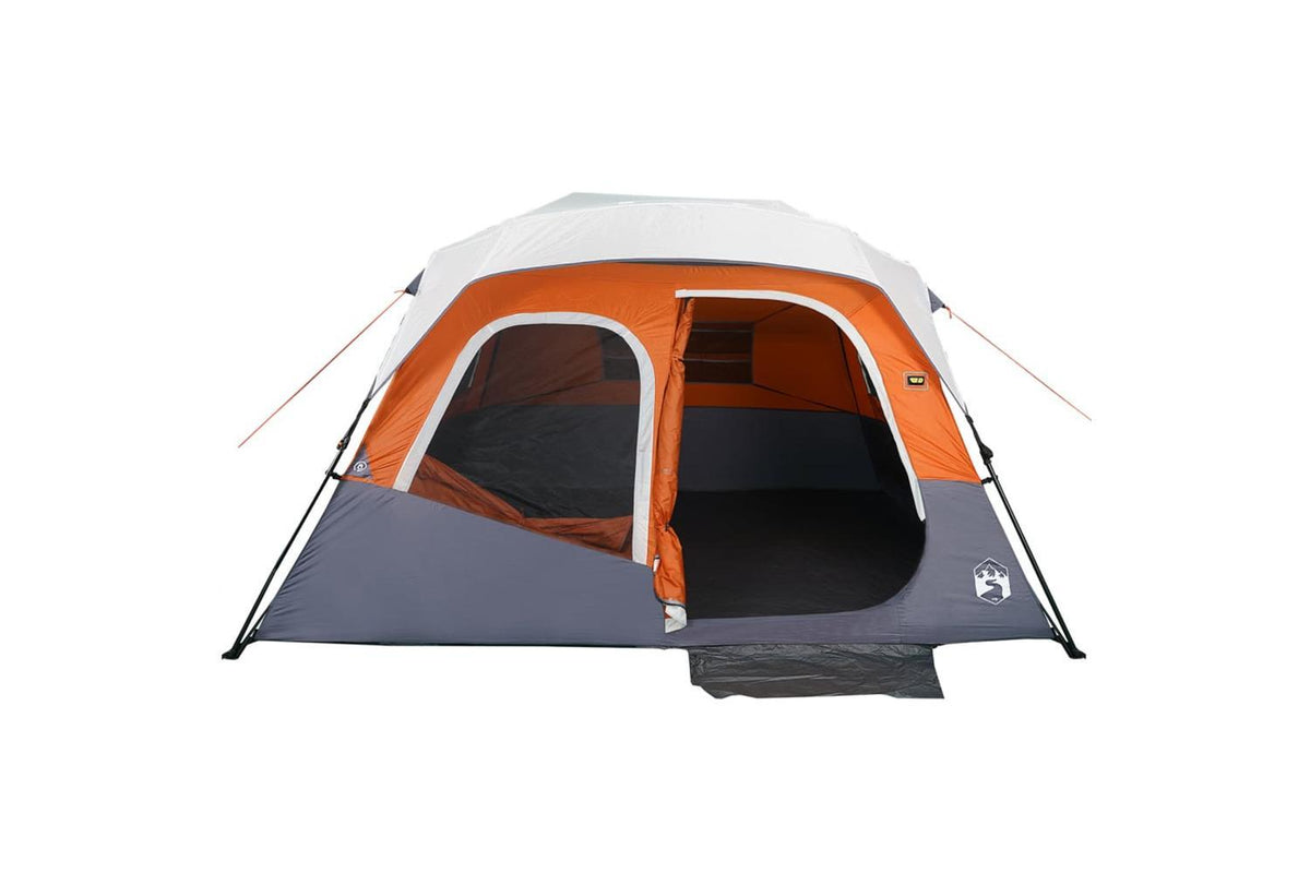 Vidaxl Family Tent With Led 6-person Light Grey And Orange Quick Release-5