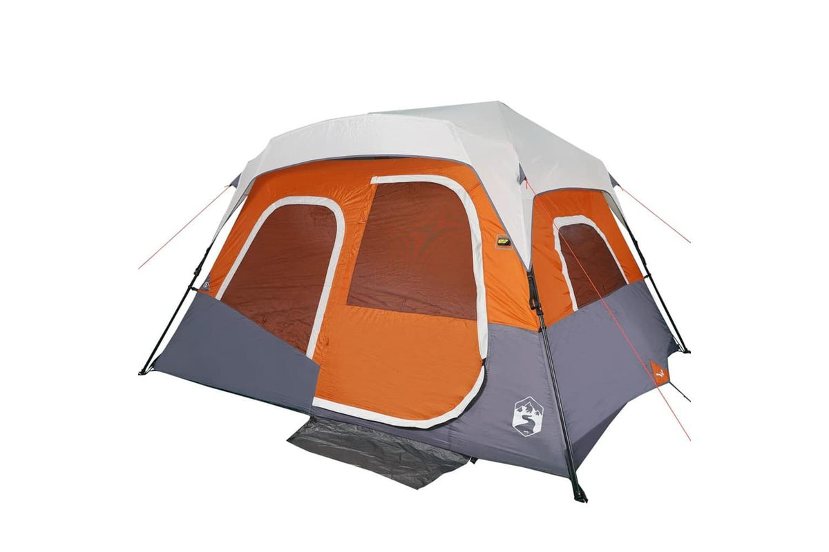 Vidaxl Family Tent With Led 6-person Light Grey And Orange Quick Release-6