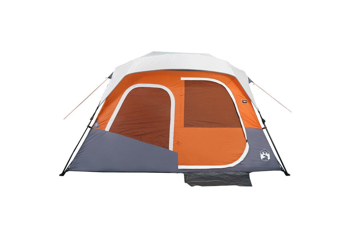 Vidaxl Family Tent With Led 6-person Light Grey And Orange Quick Release-7