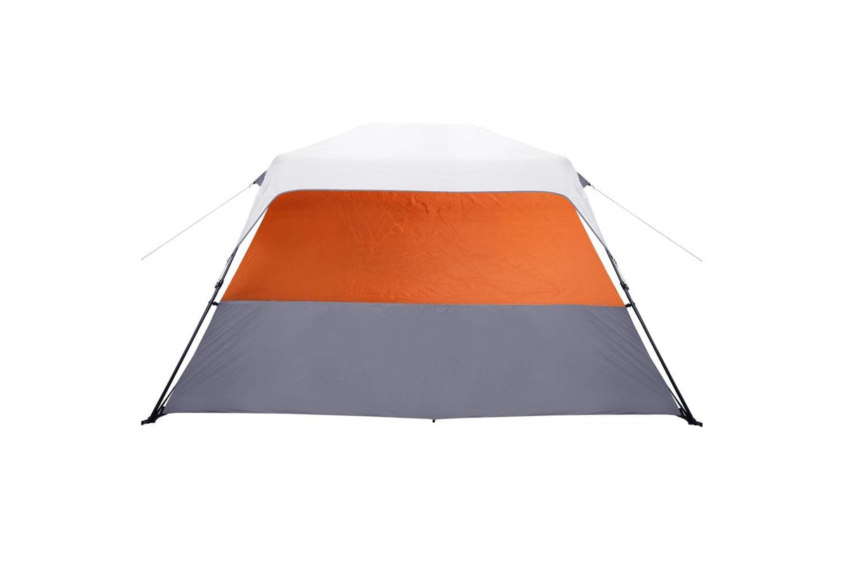 Vidaxl Family Tent With Led 6-person Light Grey And Orange Quick Release-9