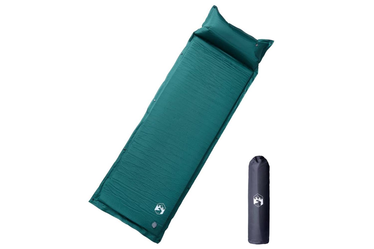 Vidaxl Self Inflating Camping Mattress With Pillow 1-person Green