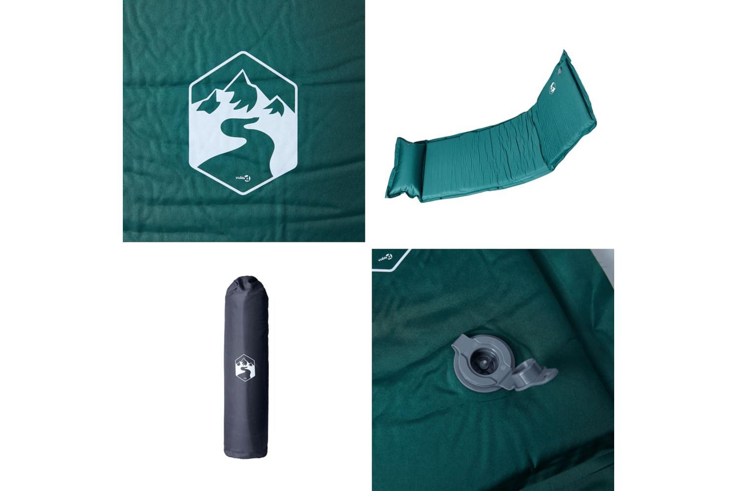 Vidaxl Self Inflating Camping Mattress With Pillow 1-person Green-5