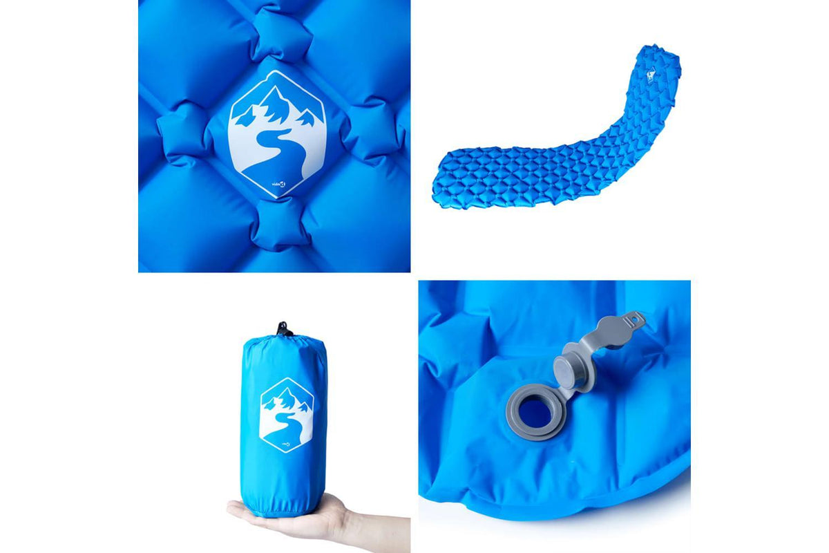 Vidaxl Inflating Camping Mattress 1-person Blue 190x58x6 Cm-5