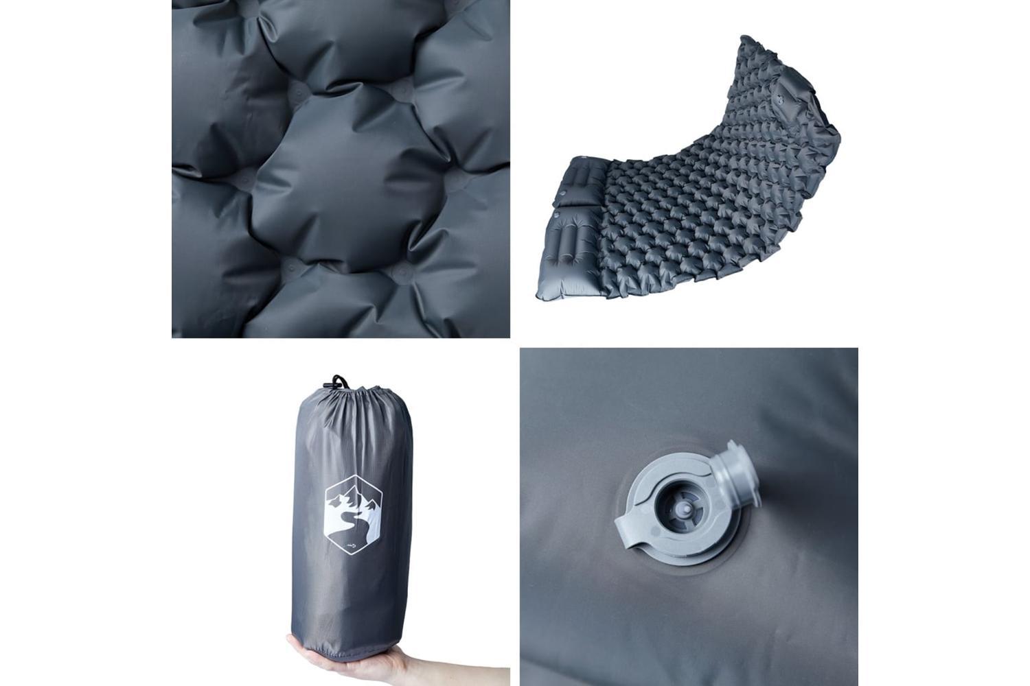 Vidaxl Self Inflating Camping Mattress With Pillows 2-person Grey-5