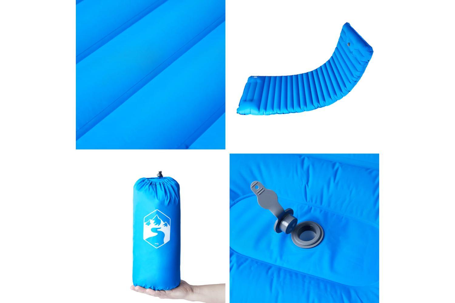 Vidaxl Self Inflating Camping Mattress With Pillow 1-person Blue-5