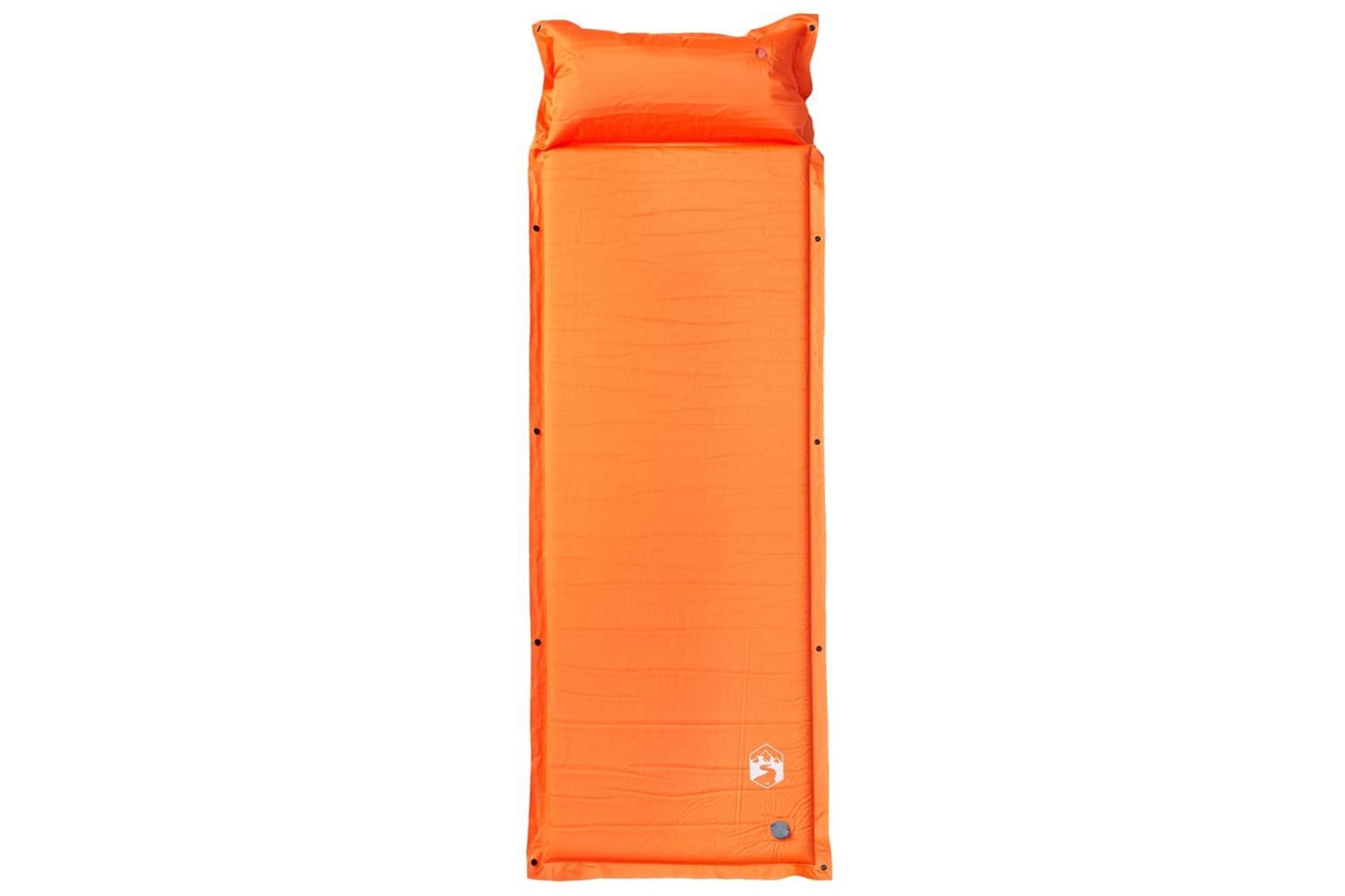 Vidaxl Self Inflating Camping Mattress With Pillow 1-person Orange-2