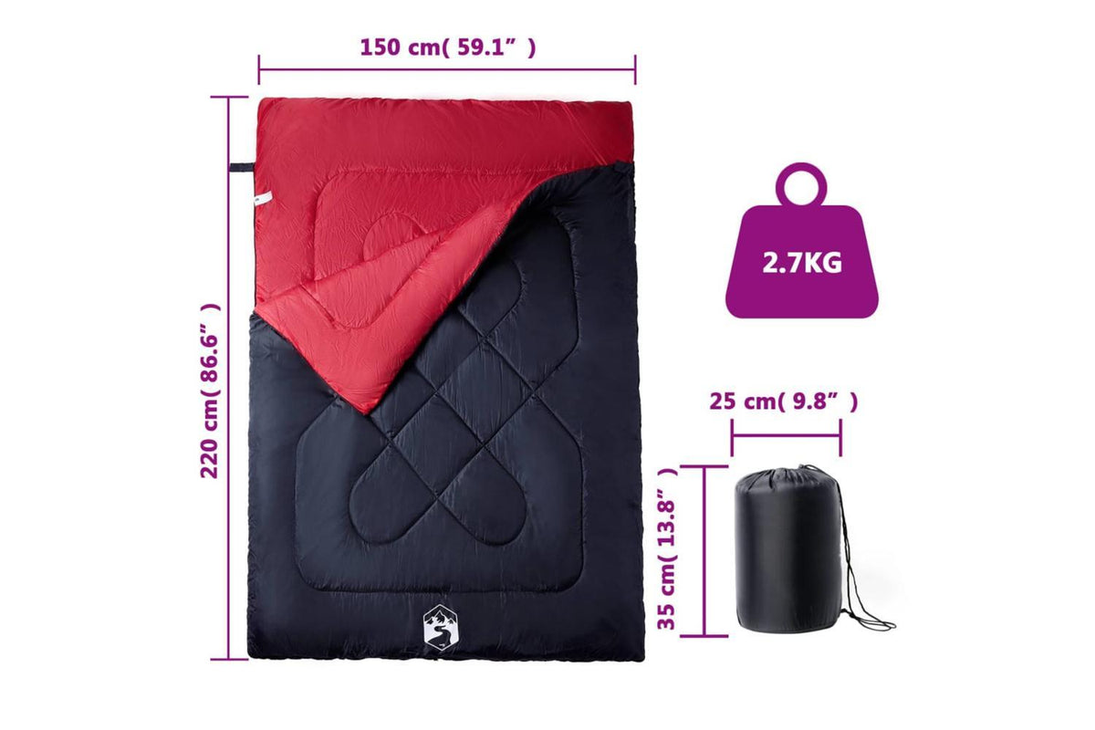 Vidaxl Double Sleeping Bag With Pillows For Adults Camping 3-4 Seasons-5