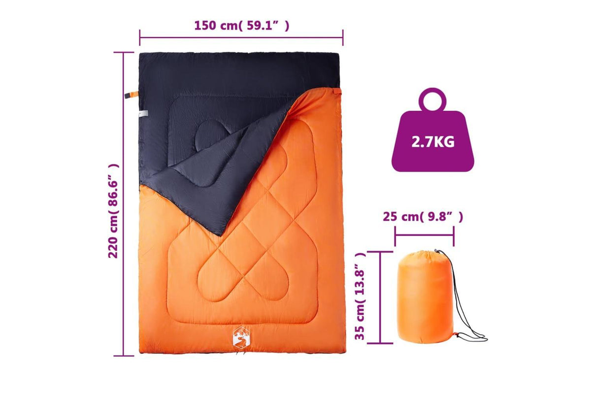 Vidaxl Double Sleeping Bag With Pillows For Adults Camping 3-4 Seasons-5