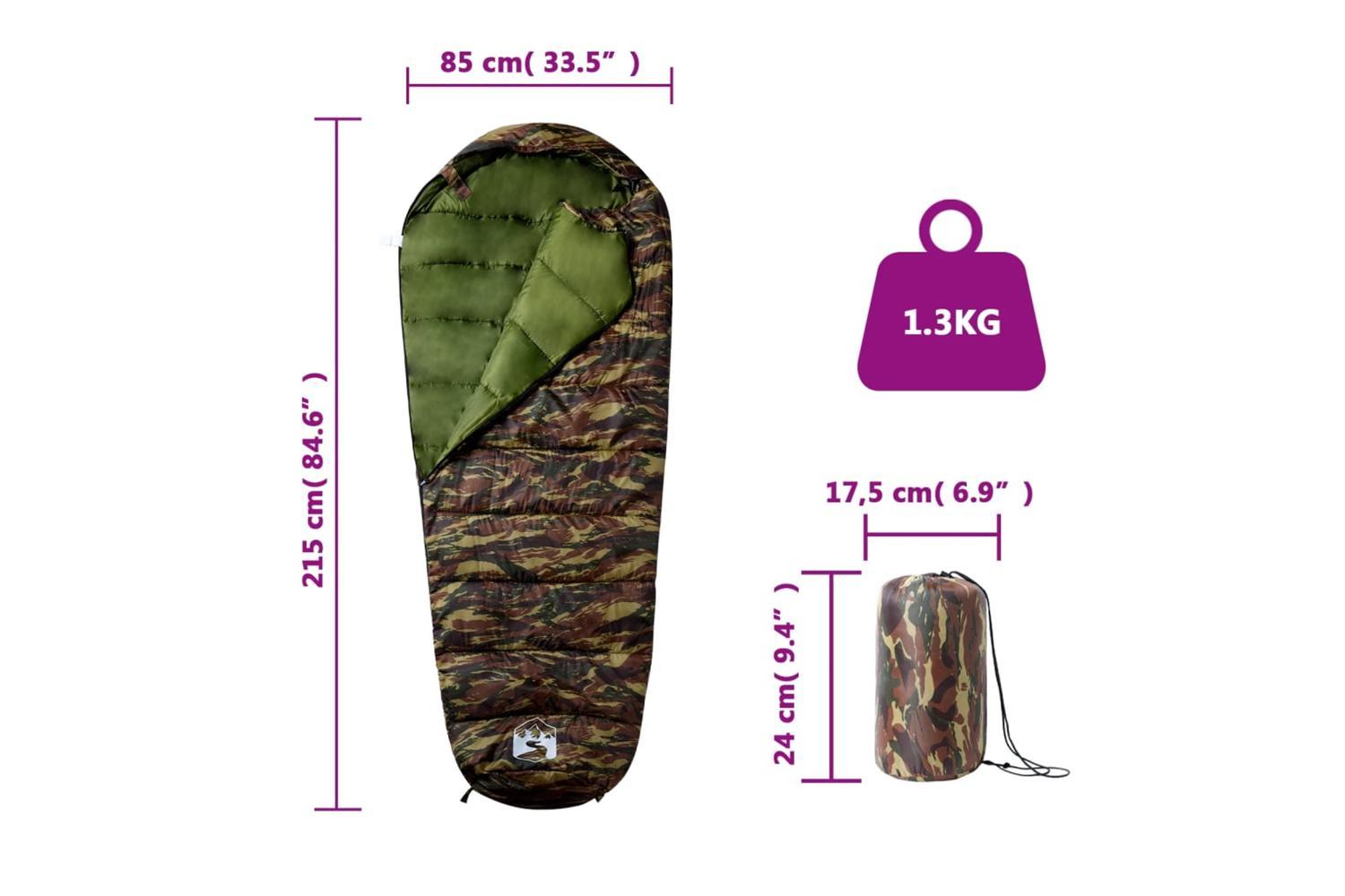 Vidaxl Mummy Sleeping Bag For Adults Camping 3 Seasons-5