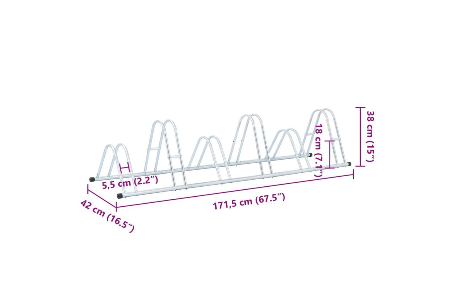 Vidaxl Bicycle Stand For 6 Bikes Floor Freestanding Galvanised Steel-8