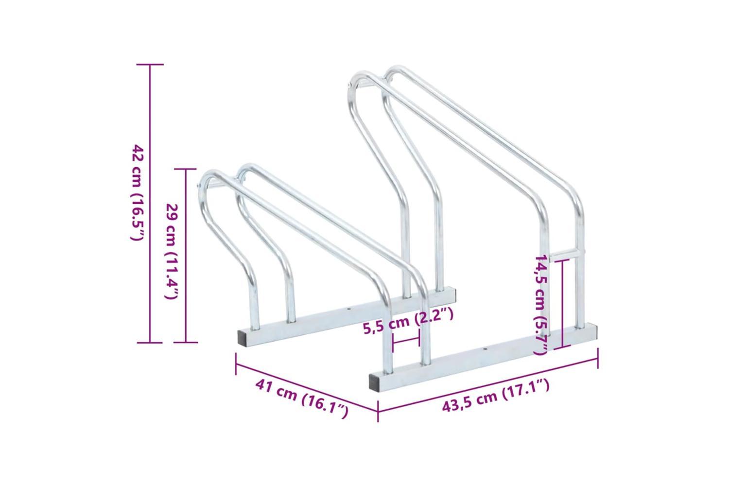Vidaxl Bicycle Stand For 2 Bikes Floor Freestanding Galvanised Steel-7