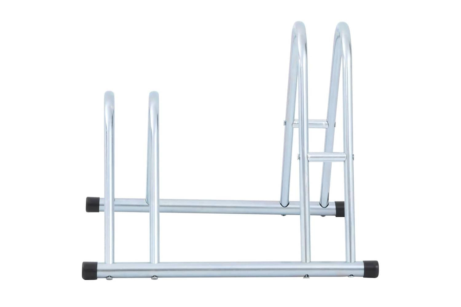 Vidaxl Bicycle Stand For 2 Bikes Floor Freestanding Galvanised Steel-3