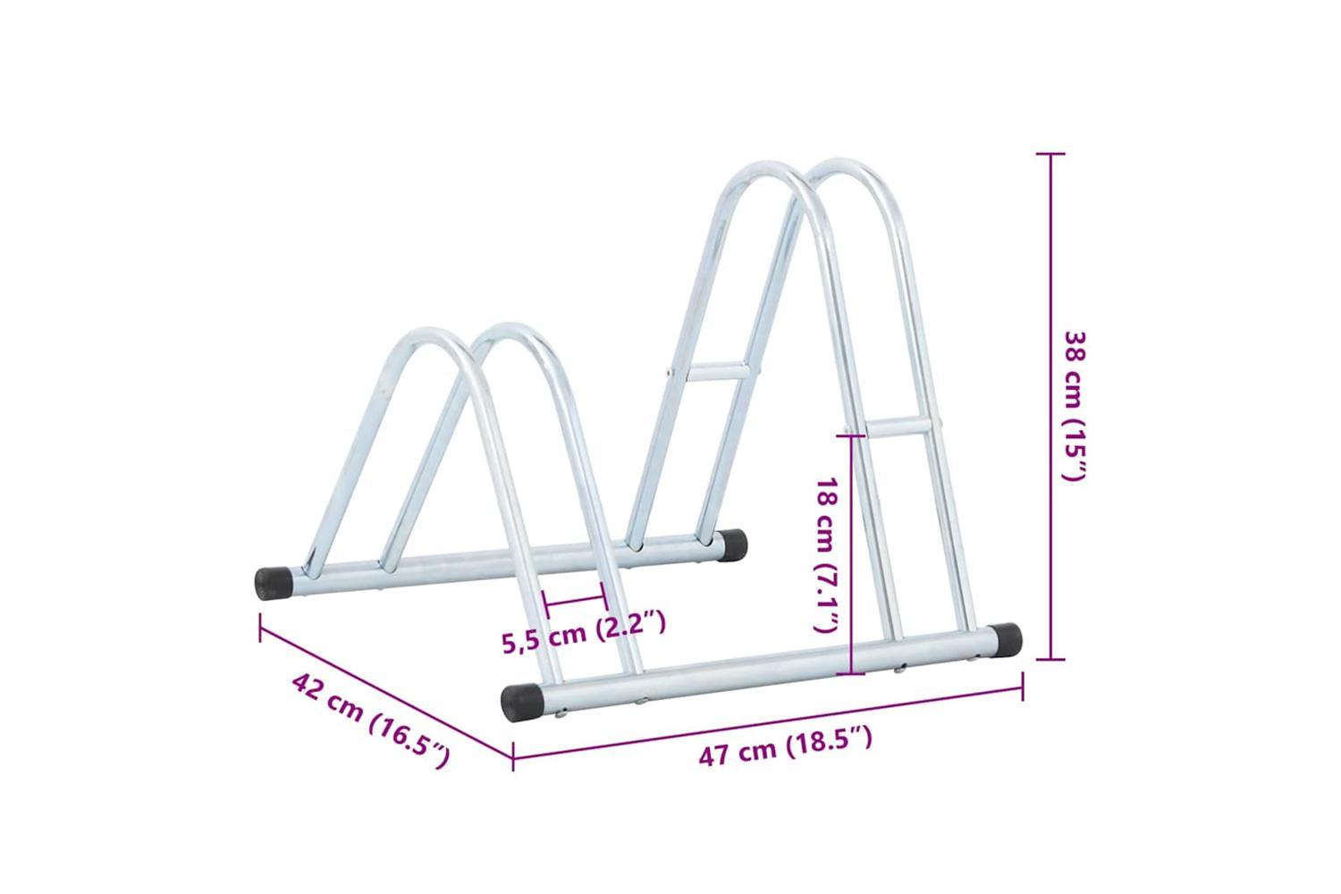 Vidaxl Bicycle Stand For 2 Bikes Floor Freestanding Galvanised Steel-8