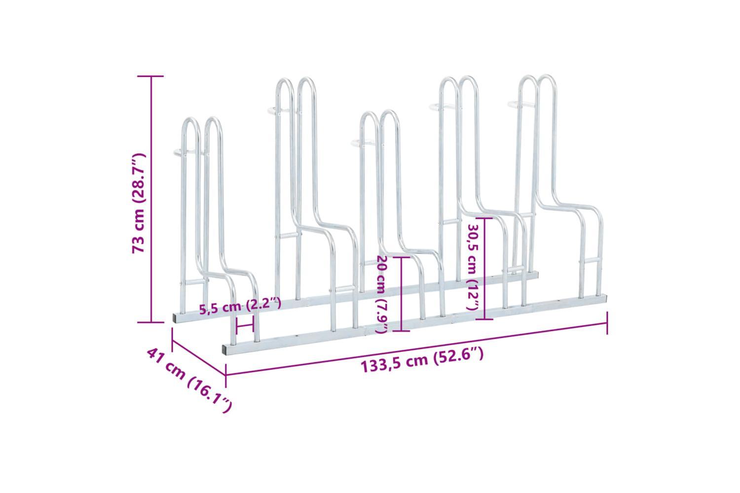 Vidaxl Bicycle Stand For 5 Bikes Floor Freestanding Galvanised Steel-7