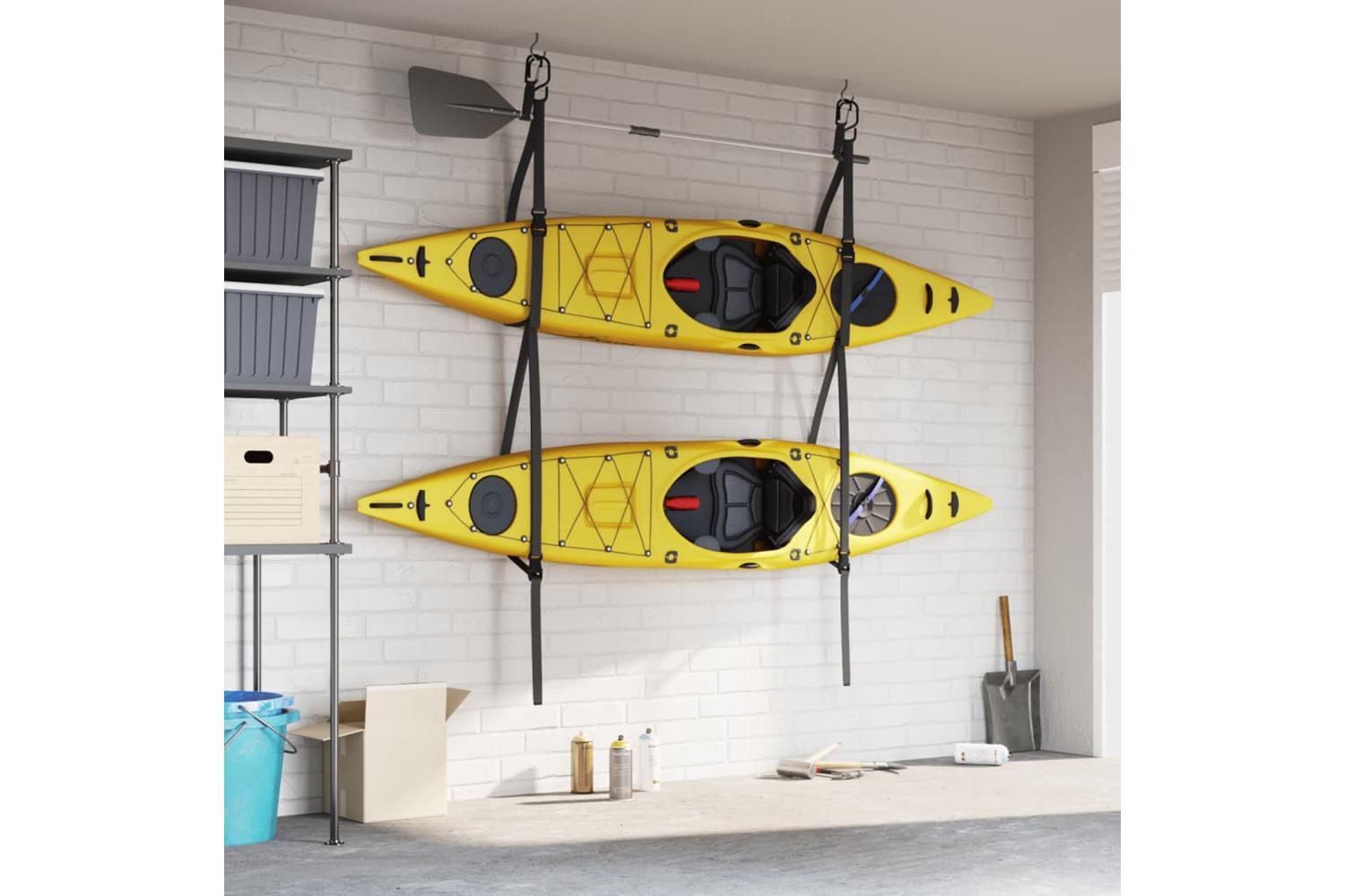 Vidaxl Double Kayak Storage Straps With Paddle Clips 50 Kg-3