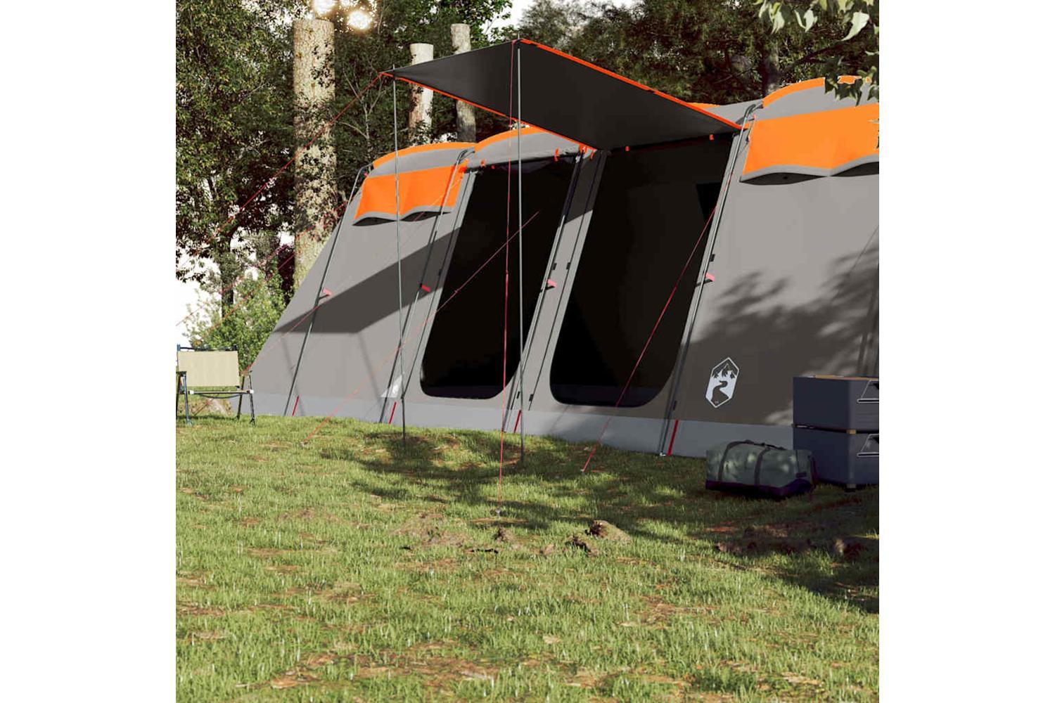 Vidaxl Family Tent Tunnel 8-person Grey And Orange Waterproof-3
