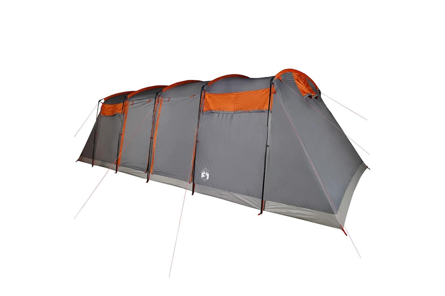 Vidaxl Family Tent Tunnel 8-person Grey And Orange Waterproof-5