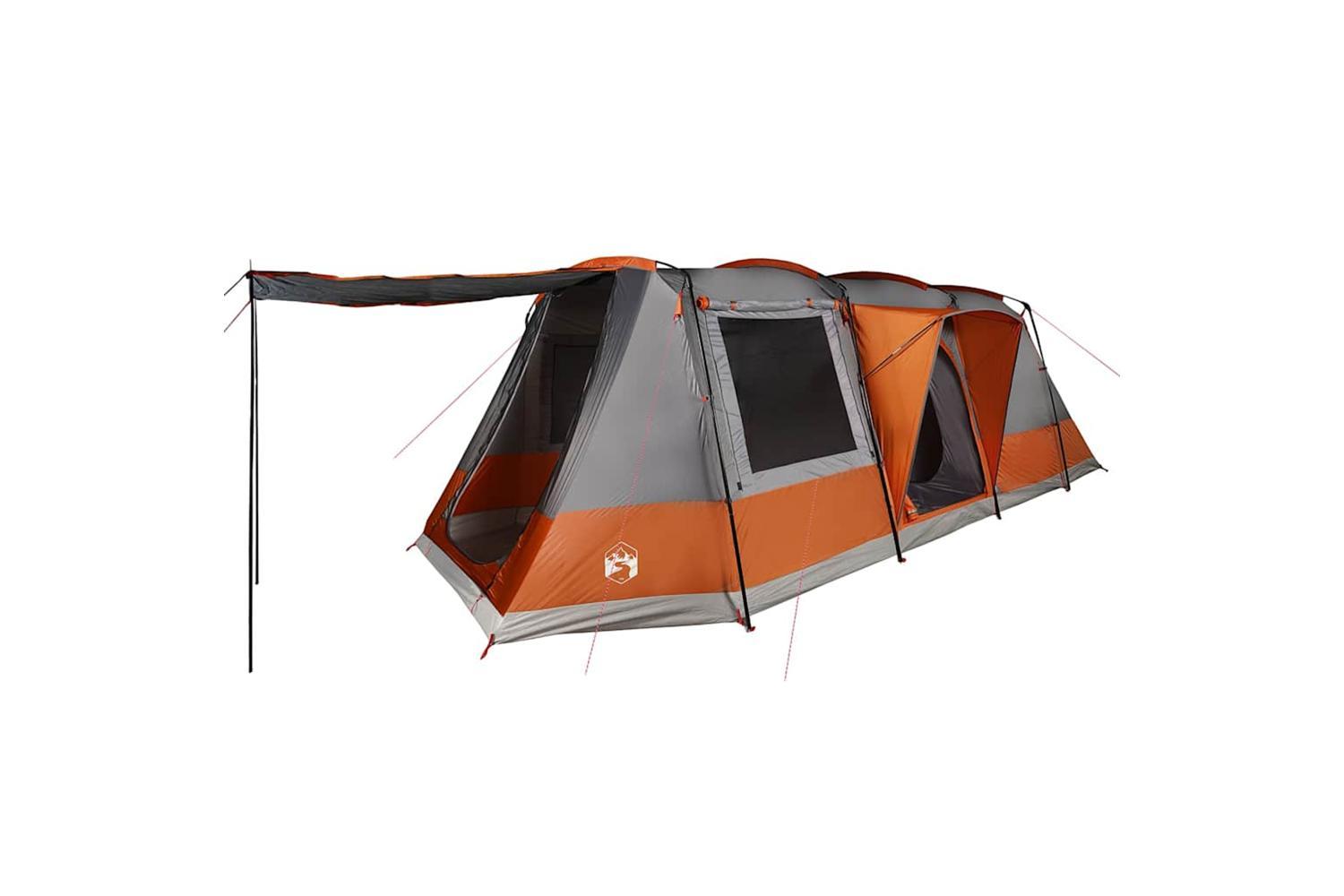 Vidaxl Camping Tent Tunnel 4-person Grey And Orange Waterproof-2