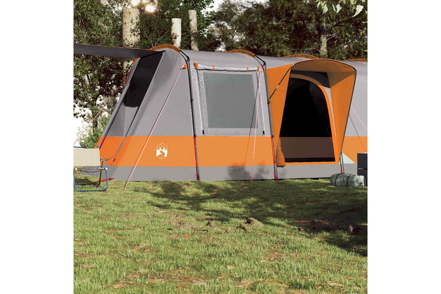 Vidaxl Camping Tent Tunnel 4-person Grey And Orange Waterproof-3