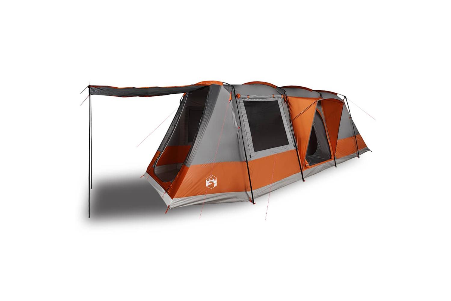 Vidaxl Camping Tent Tunnel 4-person Grey And Orange Waterproof-4