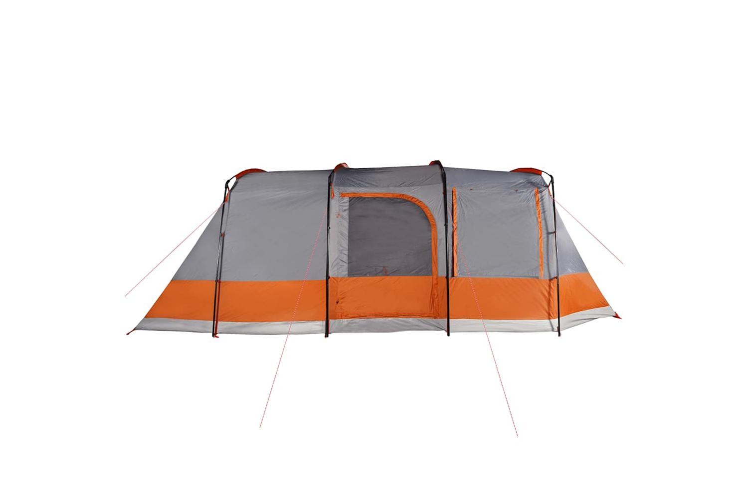 Vidaxl Camping Tent Tunnel 4-person Grey And Orange Waterproof-10