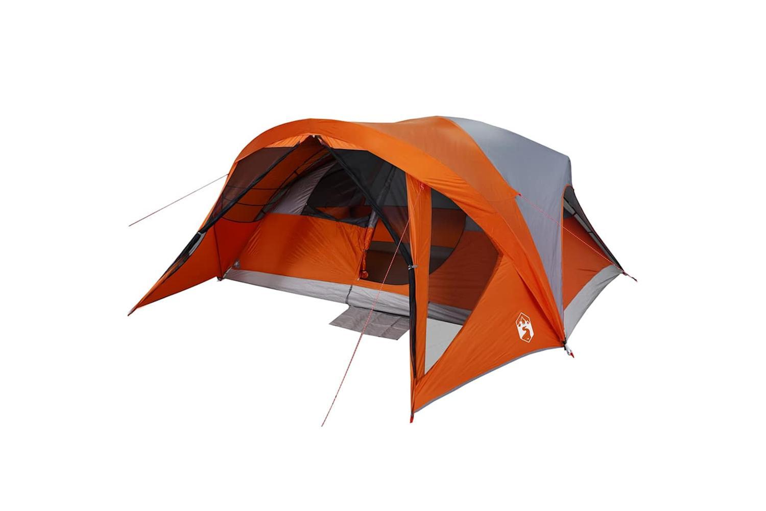 Vidaxl Family Tent Cabin 6-person Grey And Orange Waterproof