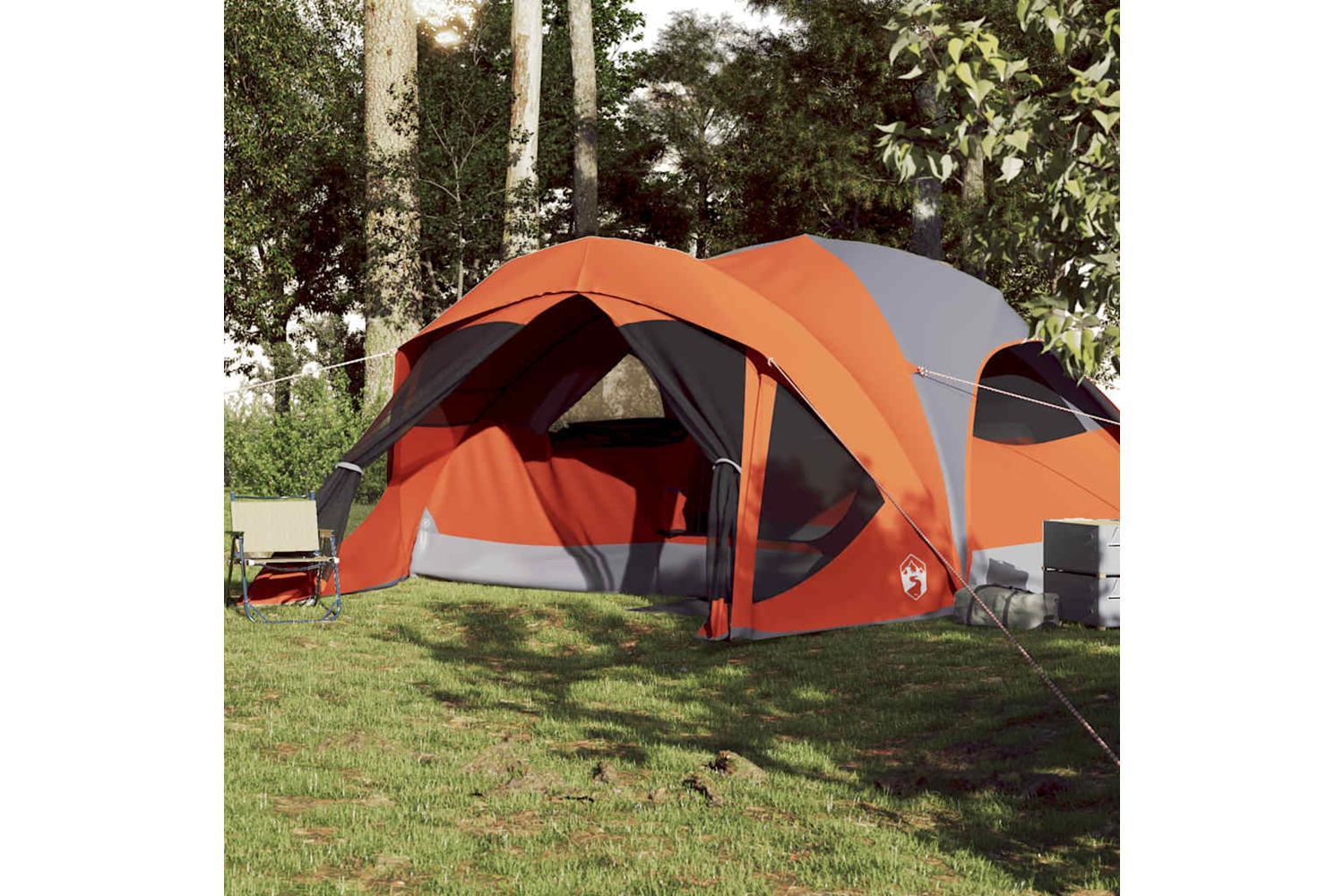 Vidaxl Family Tent Cabin 6-person Grey And Orange Waterproof-3