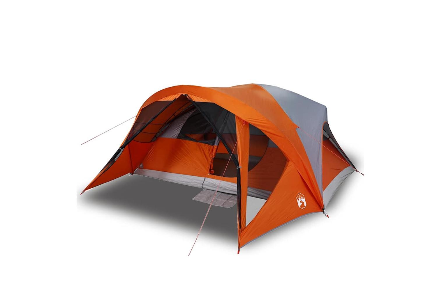 Vidaxl Family Tent Cabin 6-person Grey And Orange Waterproof-4