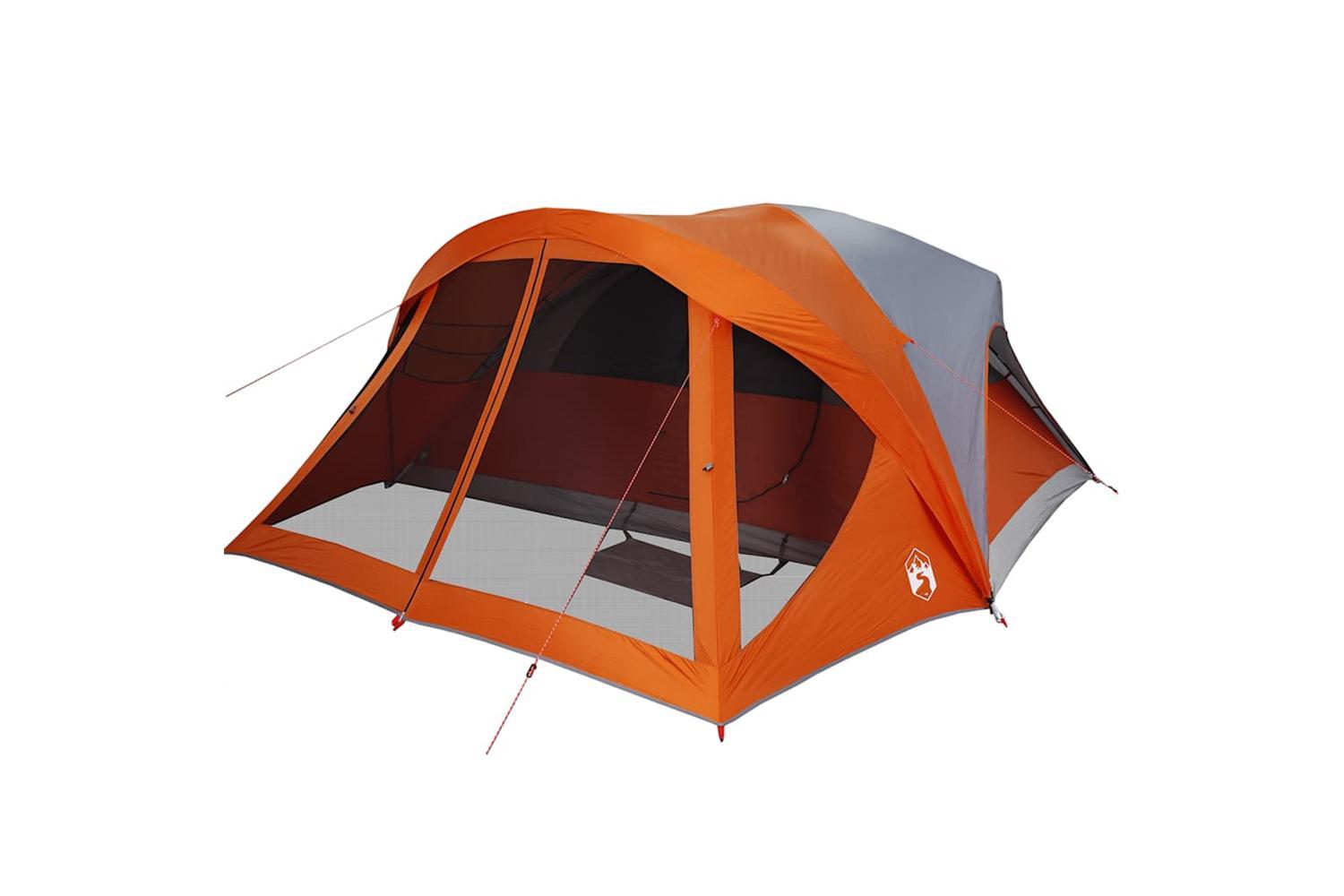 Vidaxl Family Tent Cabin 6-person Grey And Orange Waterproof-5