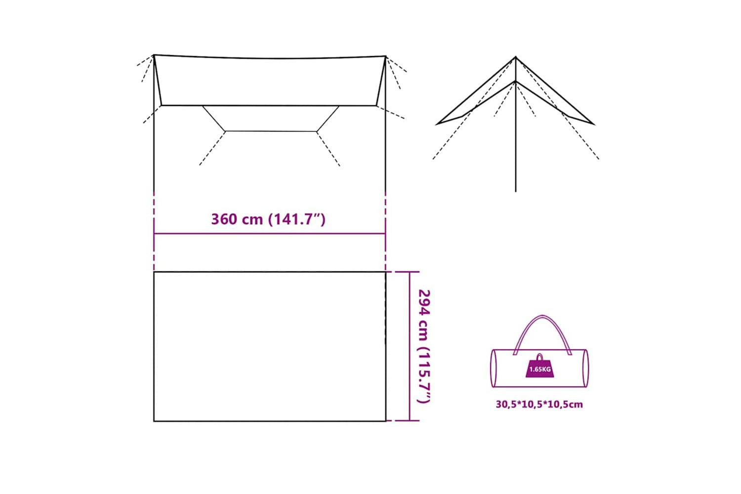 Vidaxl Camping Tarp Green 360x294 Cm Waterproof-10