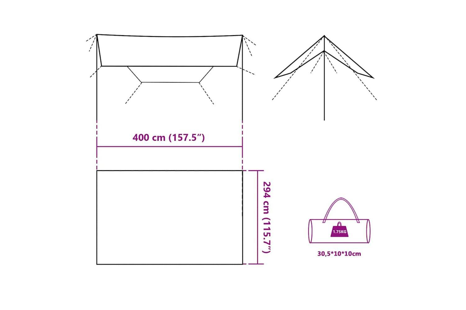 Vidaxl Camping Tarp Green 400x294 Cm Waterproof-10