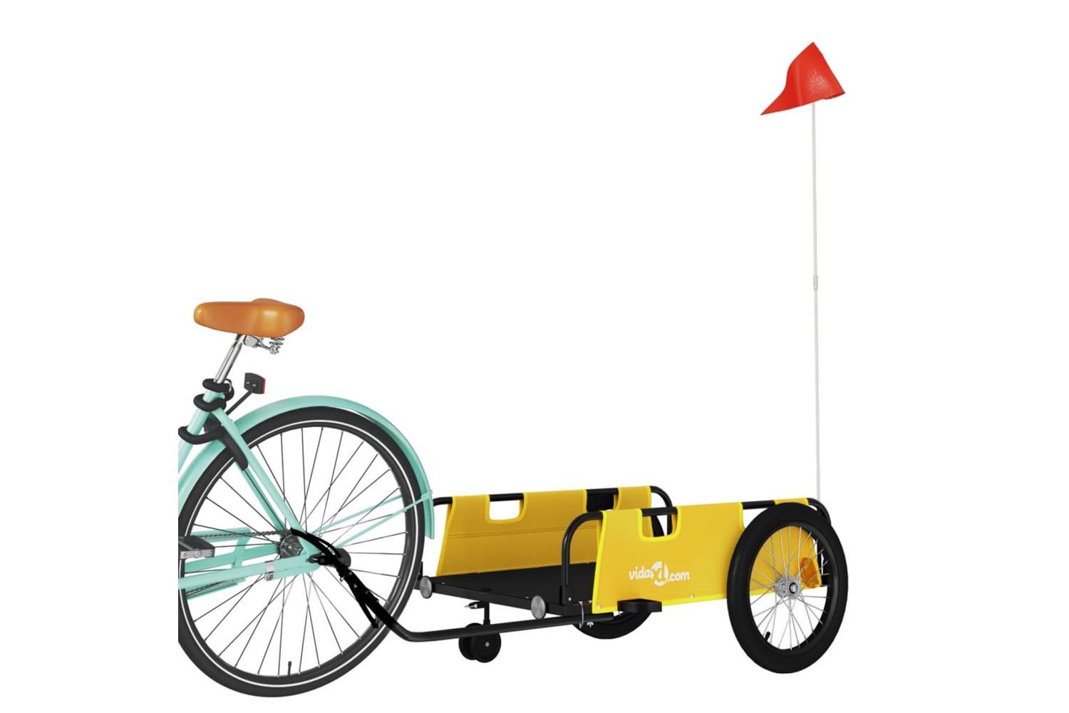 Vidaxl Bike Trailer Yellow And Black Oxford Fabric And Iron-3