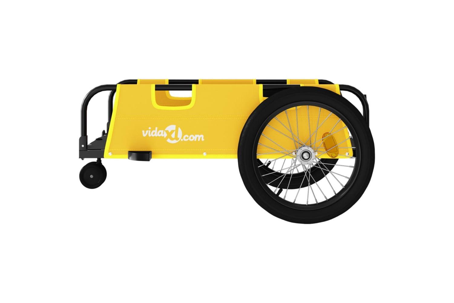 Vidaxl Bike Trailer Yellow And Black Oxford Fabric And Iron-6