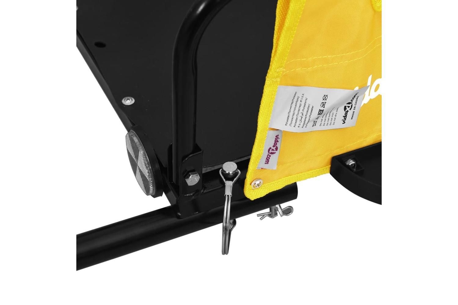 Vidaxl Bike Trailer Yellow And Black Oxford Fabric And Iron-8