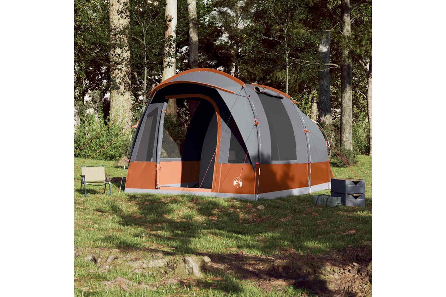 Vidaxl Camping Tent Tunnel 3-person Grey And Orange Waterproof-3